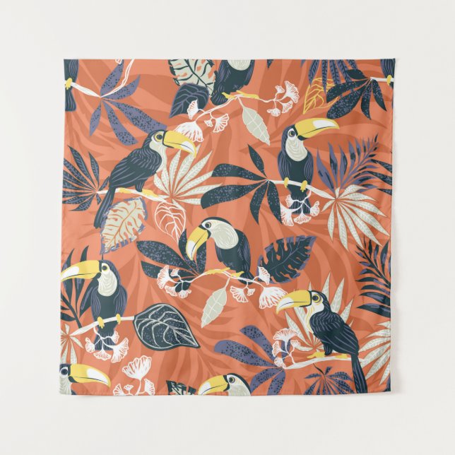 Nahtloses Touch- und Dschungelmuster Wandteppich (Vorderseite)