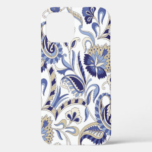 Nahtloses traditionelles indisches blaues Paisleym iPhone 12 Hülle