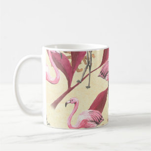 Nahtloses tropisches Muster mit rosa Flamingo, Blä Kaffeetasse