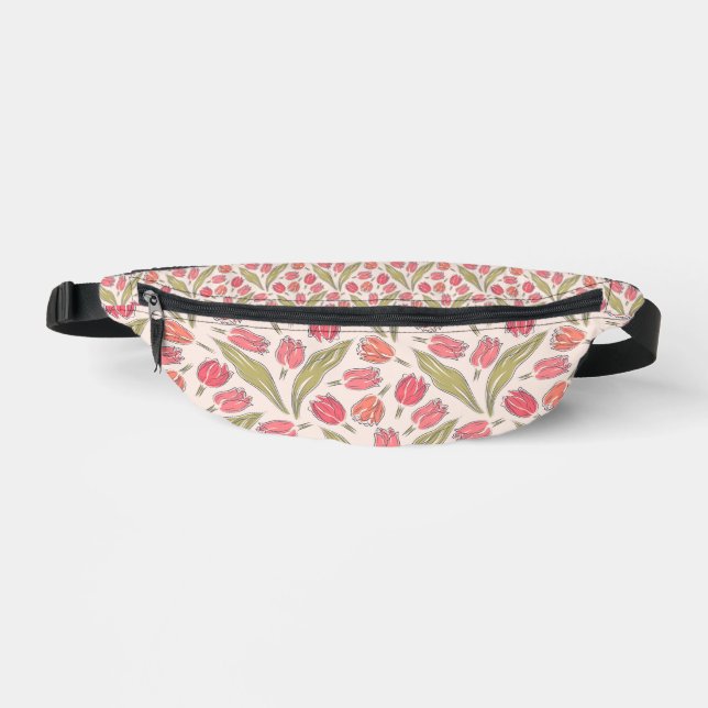 Nahtloses Tulip Floral Pattern - Vintag botanisch Bauchtasche (Vorderseite)