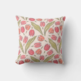 Nahtloses Tulip Floral Pattern - Vintag botanisch Kissen