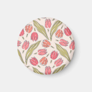 Nahtloses Tulip Floral Pattern - Vintag botanisch Magnet