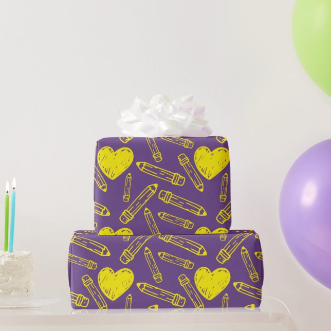 Nahtloses Umschlagpapier: Liebe von Schulherzen Geschenkpapier (Partygeschenke)