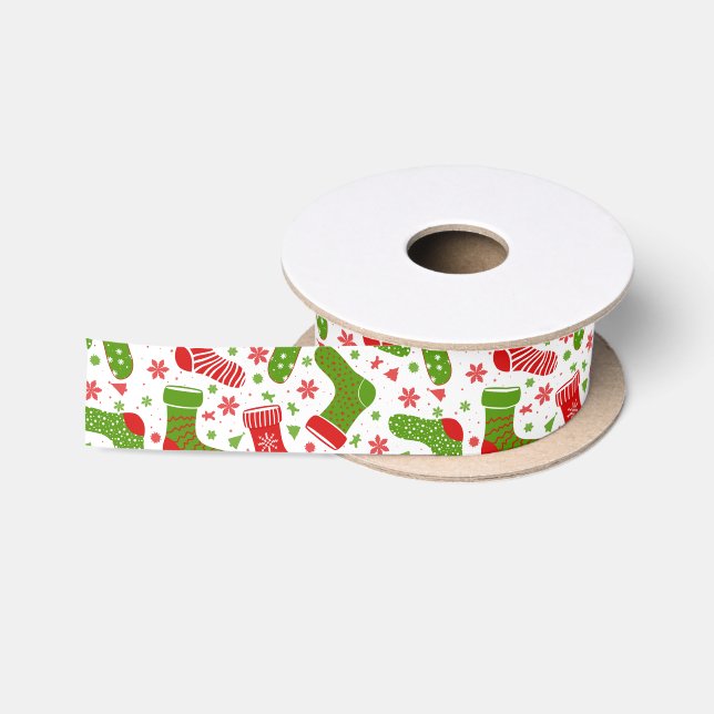 Nahtloses Vektormuster mit anderen Weihnachtsgesch Satinband (Spule)