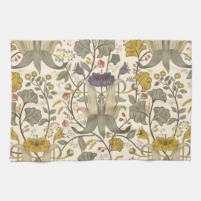 Nahtloses vintage Blumenmuster Geschirrtuch (Horizontal)