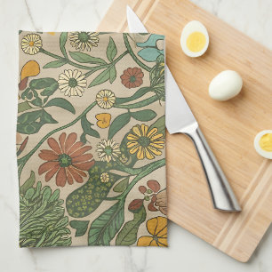 Nahtloses vintage botanisches Muster  Geschirrtuch