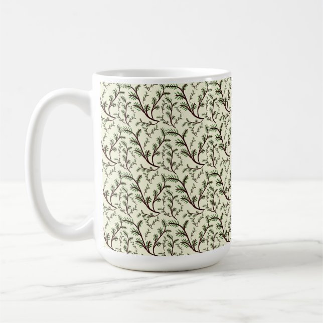 Nahtloses Waldblätter-Muster Dunkle Botanik  Kaffeetasse (Links)