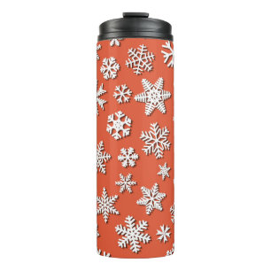 Nahtloses Weihnachtsmuster aus Schneeflocken mit S Thermosbecher
