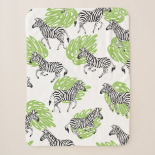 Nahtloses weißes Muster mit Zebras. Darstellung Sherpadecke