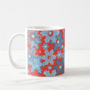 Nahtloses Winter Blau Korallen Muster Schneeflocke Kaffeetasse