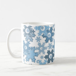 Nahtloses Winter hellblau weißes Muster Schneefloc Kaffeetasse