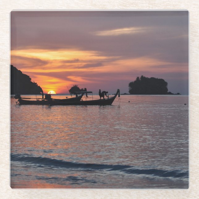 Nai Yang Beach, Phuket, Thailand Sonnenuntergang Glasuntersetzer (Vorderseite)