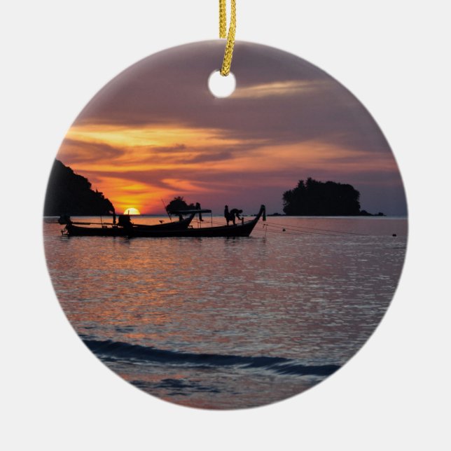 Nai Yang Beach, Phuket, Thailand Sonnenuntergang Keramikornament (Vorne)