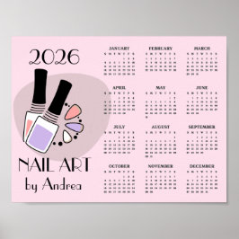 Nail Art Manicure Design 2026 Calendar Poster