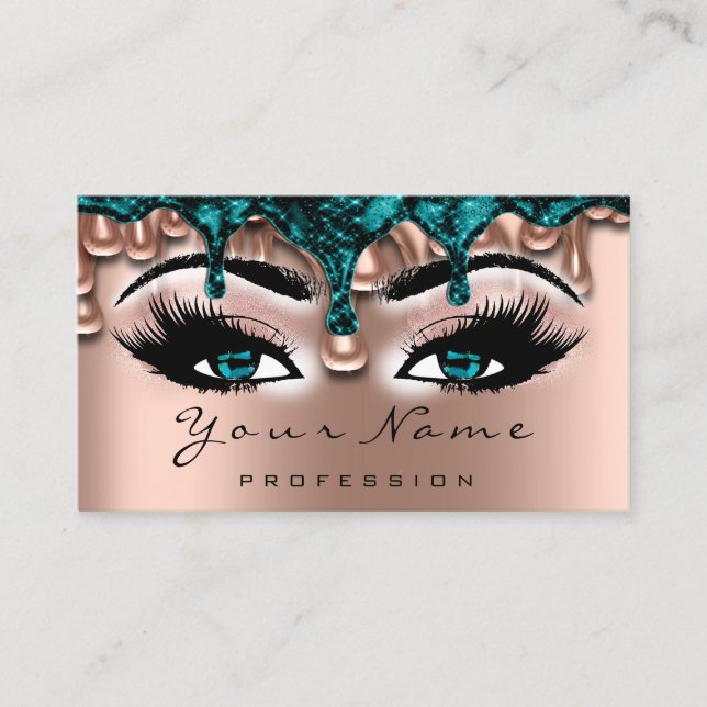 Nail Artist aquamarin Tropfens Rose Lash Makeup Bl Visitenkarte (Vorderseite)
