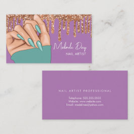 Nail Artist Designer Salon Imitate Glitzer Aquamar Visitenkarte
