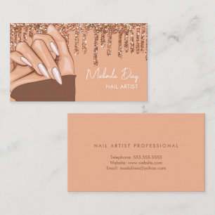 Nail Artist Designer Salon Rose Imitate Glitzer Bo Visitenkarte