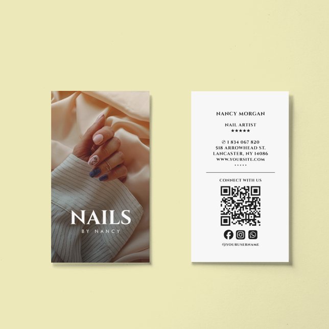 Nail Artist Foto QR Code Business Card Visitenkarte (Von Creator hochgeladen)