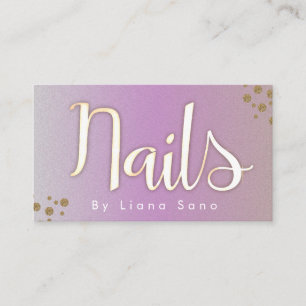 Nail Artist Glow Script und Foto Salon Pink Gold Visitenkarte