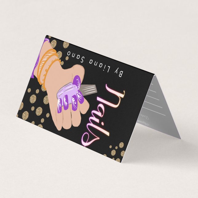 Nail Artist Glow Skript Handgezeichnete Ernennung Visitenkarten (Vorderseite)