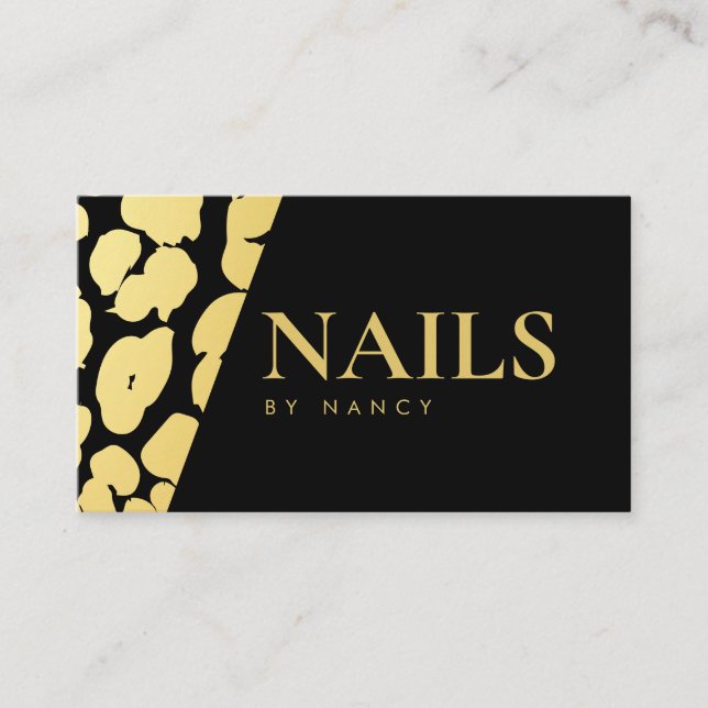Nail Artist Gold Leopard Print Visitenkarte (Vorderseite)