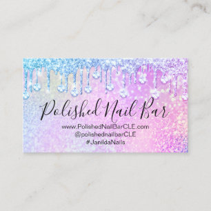 Nail Artist Holograph Diamond Silver Tropfens Pink Visitenkarte