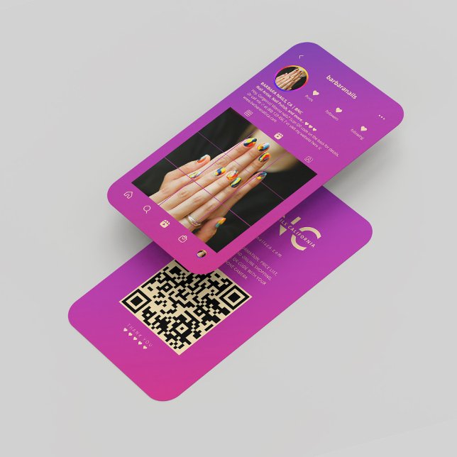 Nail Artist Lila Pink Gold Modernes Instagramm Visitenkarte (Nail Artist Purple Pink Gold Modern Instagram Business Card
)