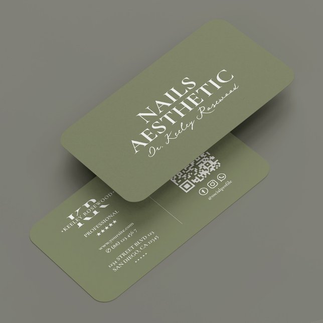 Nail Artist Minimal Nail Tech Manicurist Sage Visitenkarte (Nail Artist Minimal Nail Tech Manicurist Sage Business Card
)