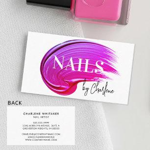 Nail Artist Moderne Skripttypografie Pink Polnisch Visitenkarte