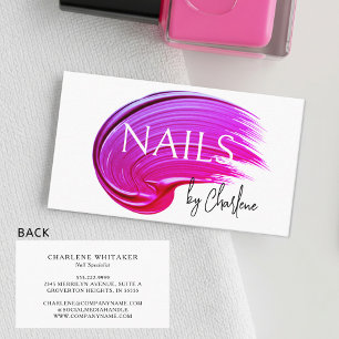 Nail Artist Moderne Typografie Pink Polnisch Visitenkarte