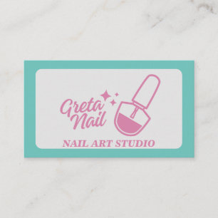 Nail Artist Nagellack, rosa und aquamarines Retro Visitenkarte