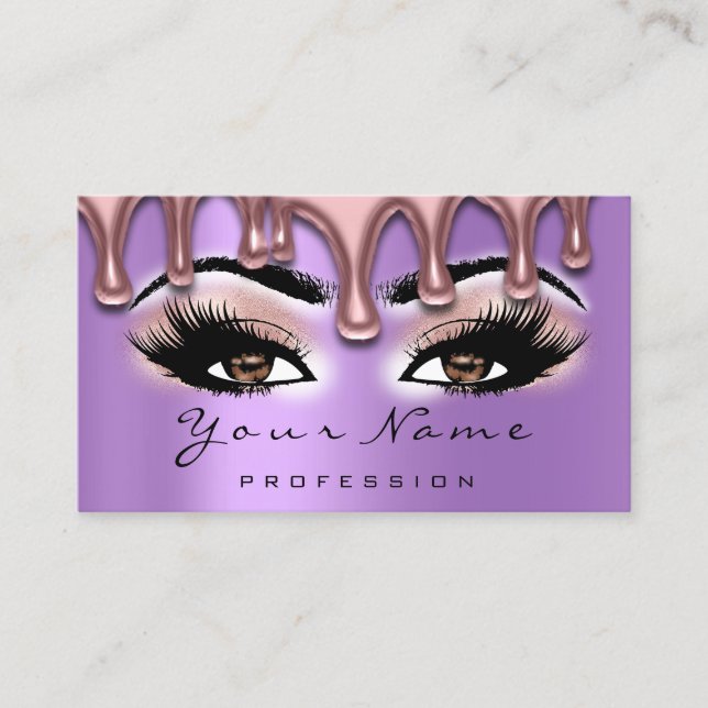 Nail Artist Nails Lash Makeup Pink Lila Brown Visitenkarte (Vorderseite)