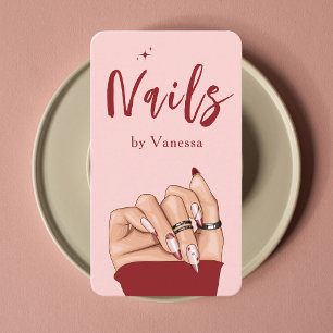 Nail Artist Salon Pink Qr Code Chic Visitenkarte