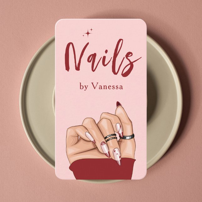 Nail Artist Salon Pink Qr Code Chic Visitenkarte (Von Creator hochgeladen)