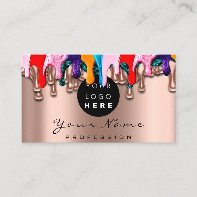 Nail Artist Studio Tropfens Rose Wax Logo Visitenkarte (Vorderseite)