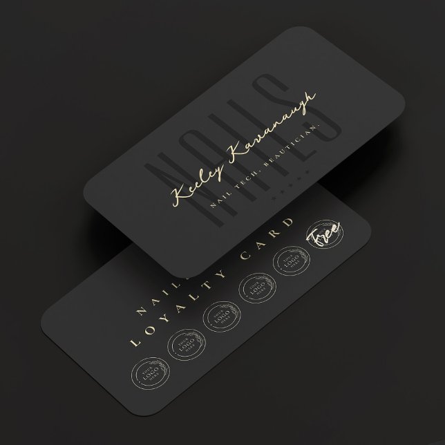 Nail Artist Technician Punch Black Loyalty Card Visitenkarte (Nail Artist Technician Punch Black Loyalty Card
)