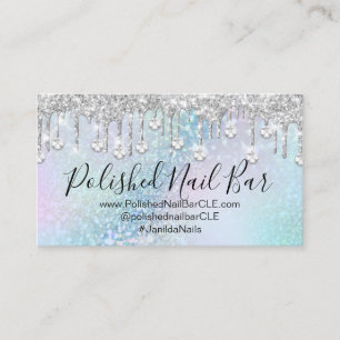 Nail Artist Tropfens Blue Holographic Diamond Visitenkarte