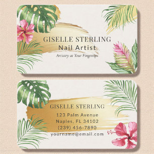 Nail Artist Tropical Gold Brushed Wasserfarbe Visitenkarte