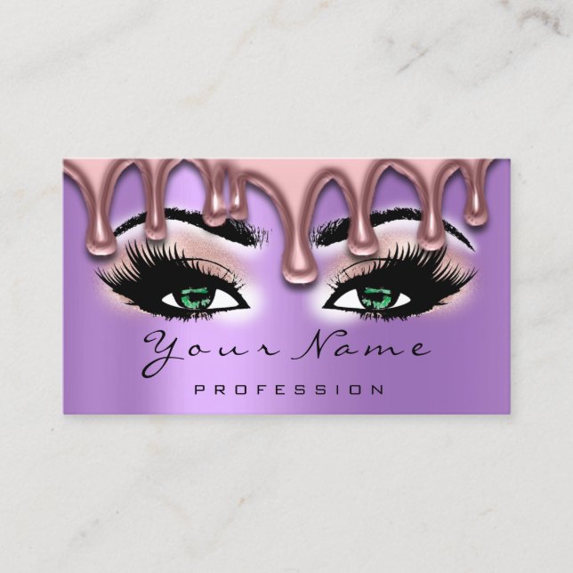 Nail Artist Wax Nails Lash Makeup Pink Green Viole Visitenkarte (Vorderseite)