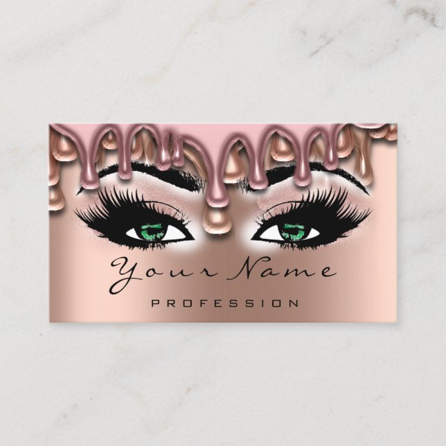 Nail Artist Wax Tropfens Rose Lash Makeup Rosa Grü Visitenkarte (Vorderseite)
