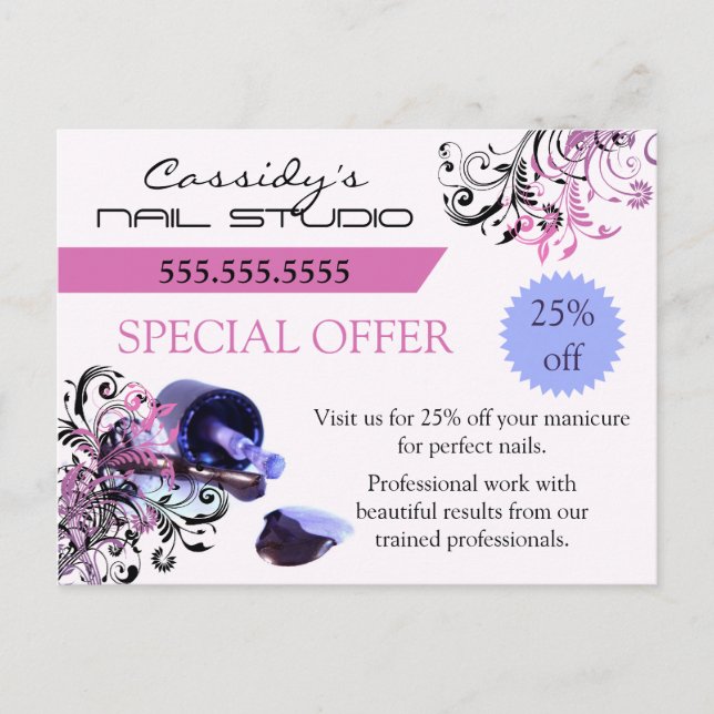 Nail Bar and Nail Technician Promo Postkarte (Vorderseite)