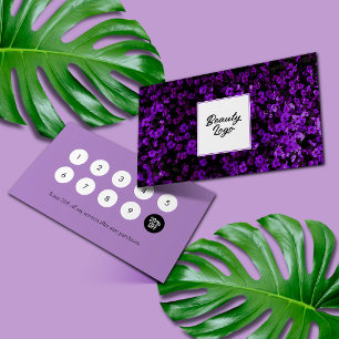 Nail Beauty Salon Loyalty Card Purple Blumen Treuekarte