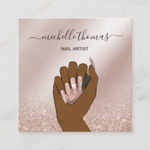 NAIL Künstlersignatur Rose gold NAIL TECHNICIAN Quadratische Visitenkarte