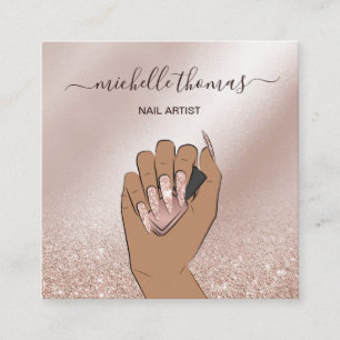 NAIL Künstlersignatur Rose Gold NAIL TECHNICIAN Quadratische Visitenkarte