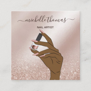 NAIL Künstlersignatur Rose Gold NAIL TECHNICIAN Sq Quadratische Visitenkarte