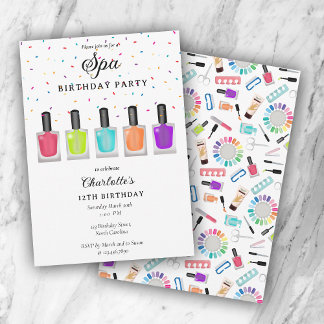 Nail Manicure Pedicure Mani Pedi Girl Spa Birthday Einladung
