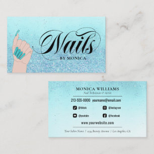 Nail Manicurist Tech Turquoise Glam Glitzer Visitenkarte