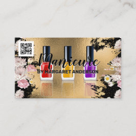 Nail Polish | Gold-Blume | QR-Code Terminkarte
