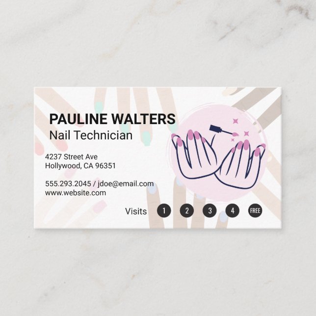 Nail Polish | Manicured Hands Drawing Visitenkarte (Vorderseite)