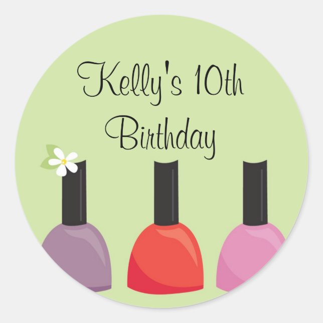 Nail Polnischer Geburtstagsaufkleber Runder Aufkleber (Vorderseite)